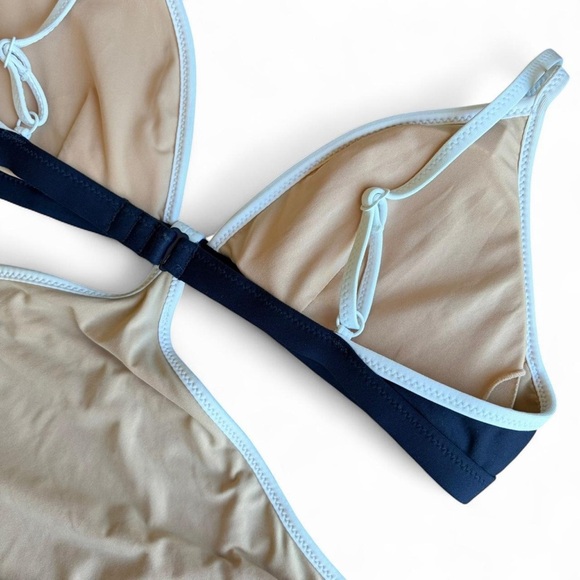 J. Crew Navy and White One-Piece Cutout Swimsuit Size 6 - Picture 5 of 6